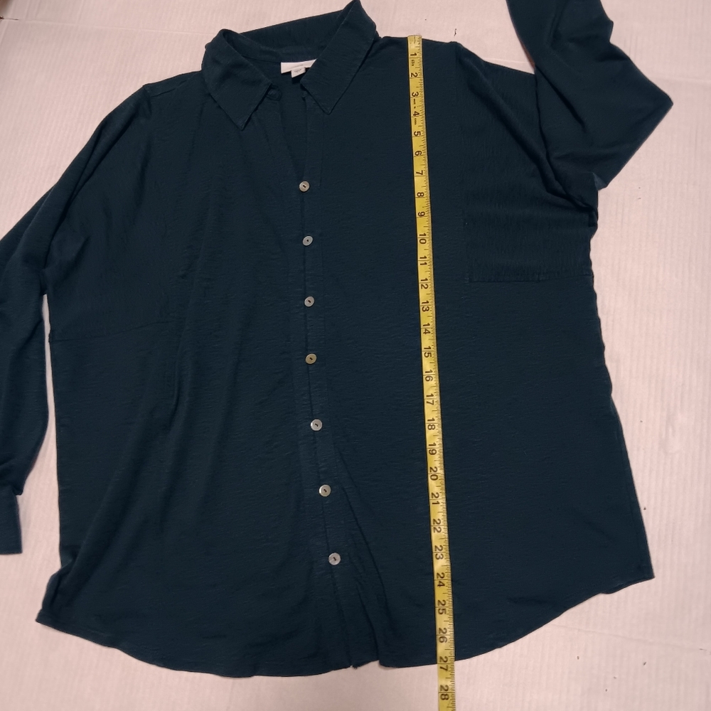 J. JILL cotton Tencel stretch long sleeve pullover shirt, L - Picture 9 of 12